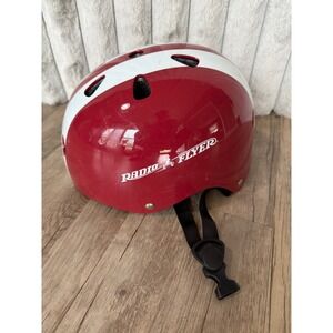 Radio Flyer Kids Bicycle Helmet AC100 Red White Stripe Adjustable 48-54cm